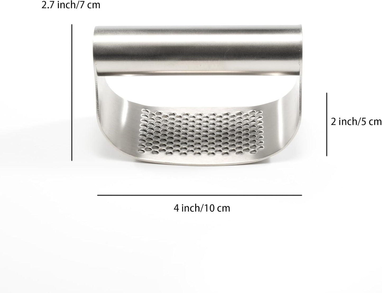 304 Stainless Steel Garlic Press Rocker - Premium Garlic Mincer Garlic Crusher - and Scraper - Comfortable Grip (No opener)
