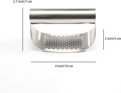 304 Stainless Steel Garlic Press Rocker - Premium Garlic Mincer Garlic Crusher - and Scraper - Comfortable Grip (No opener)