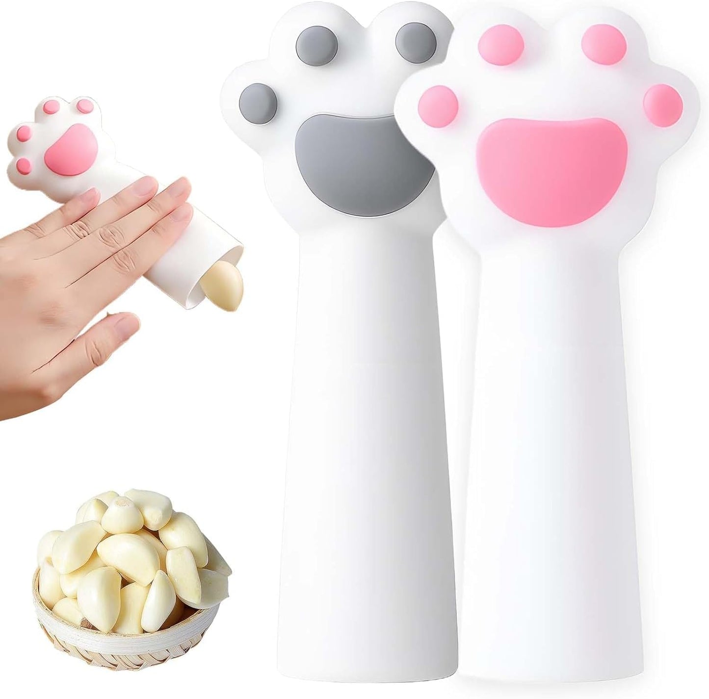 Garlic Peeler, Garlic Roller Peeling Tube Tool, Easy Quick to Peeled Garlic Cloves, Useful Kitchen Tool for Garlic (Grey+Pink)