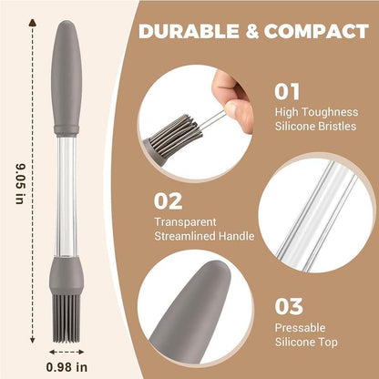 4 Pack Silicone Basting Pastry Brushes with 2 Wood Handle Culinary Oil Brushes, Heat Resistant Brush Set, Perfect for BBQ Sauce Barbecue Butter Grill Baking Kitchen Cooking, BPA Free & Dishwasher Safe