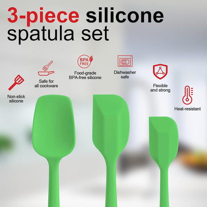 Silicone Spatula Set - Rubber Spatula - 600°F Heat Resistant Baking Spoon & Spatulas(Dark Grey)