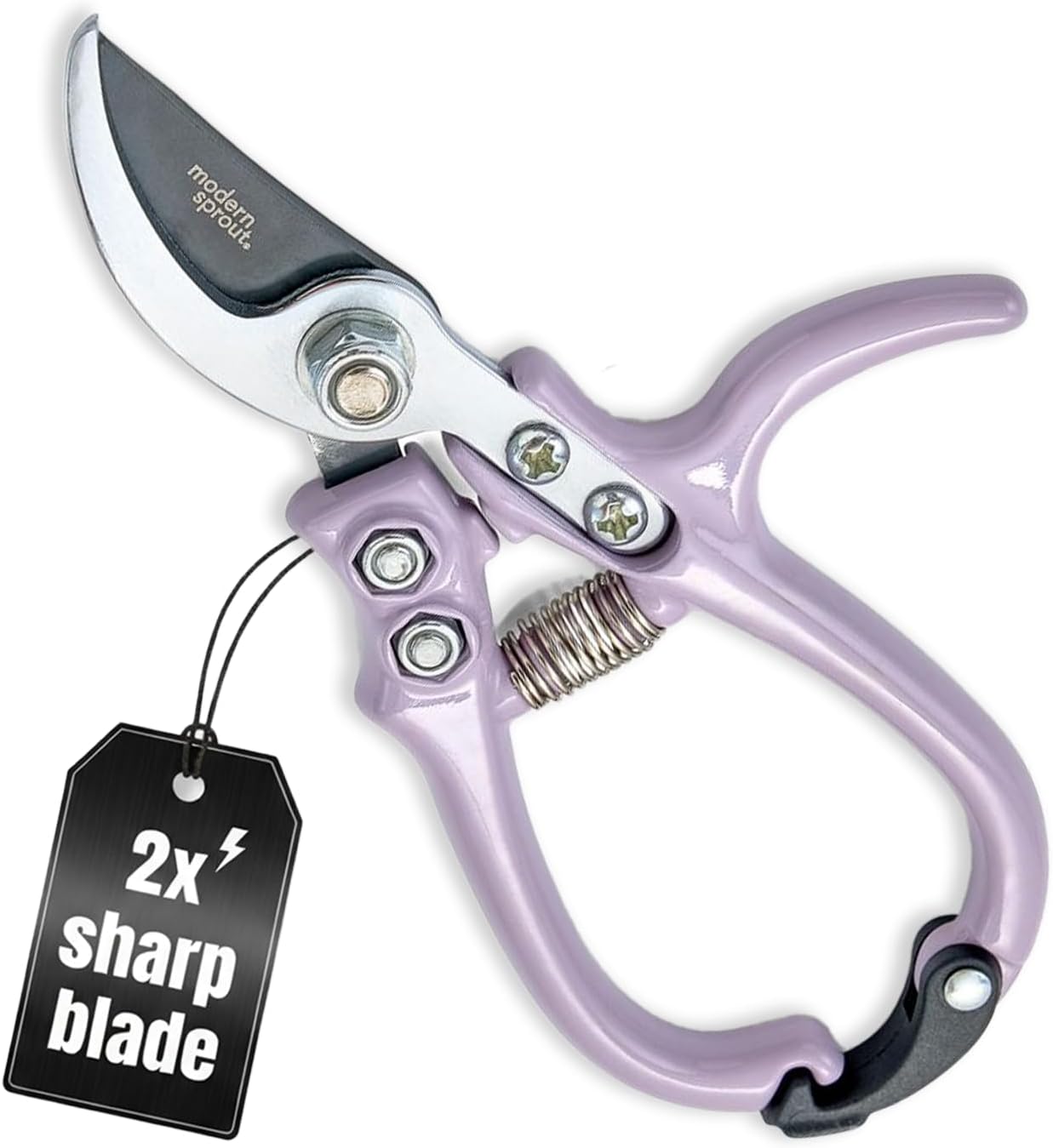 Modern Sprout Hand Pruners - Lightweight Pruning Shears W/Easy Lock- Gardening Scissors - Bypass Sharp Carbon Steel Blade - Rust Resistant - Garden Tools - Reusable Holster - Sage