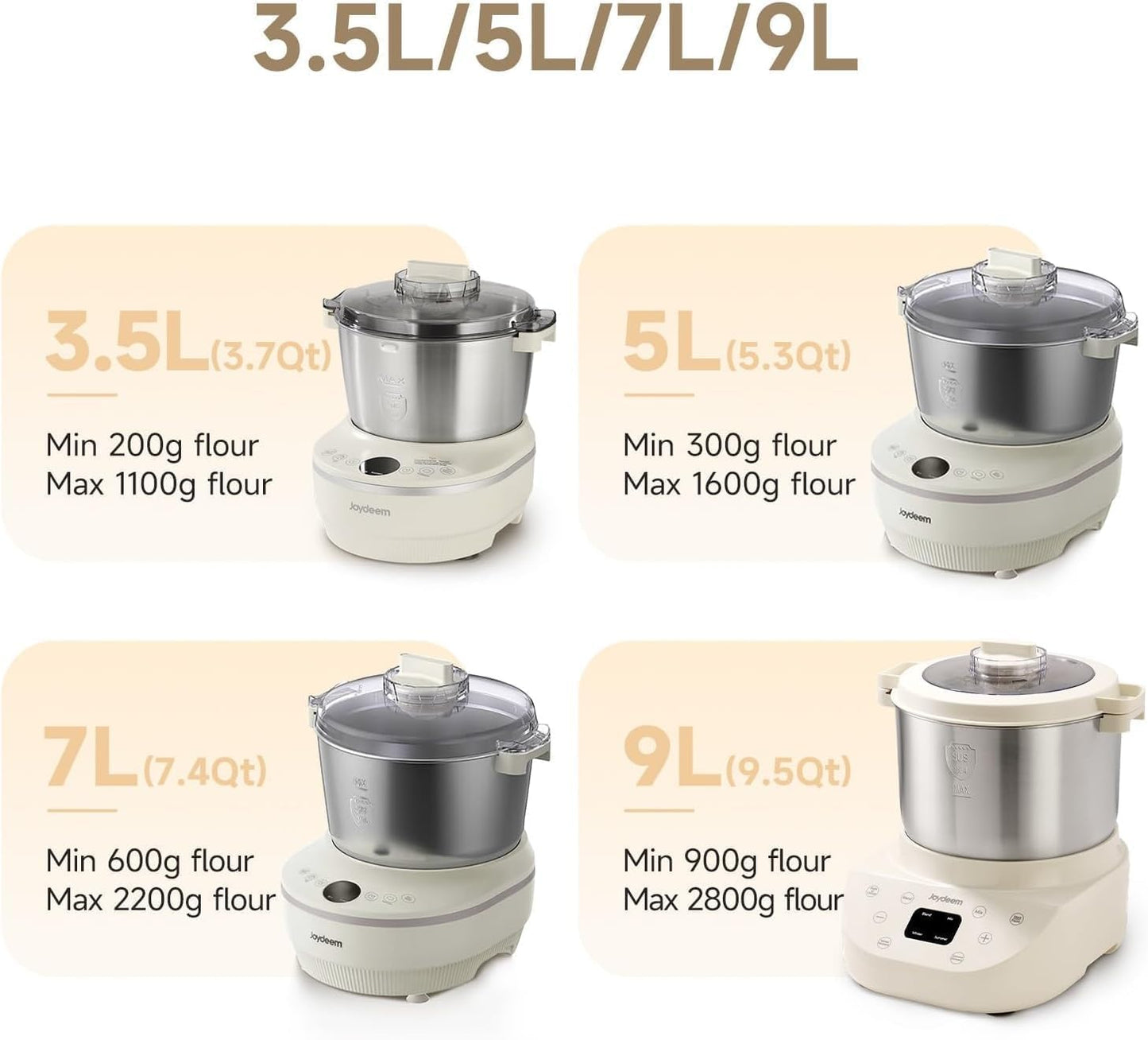 Joydeem Electric Dough Maker with Dual Seasonal Fermentation Function, 3.7Qt Dough Mixer Machine, Perfect for Bread Pizza Roti Dumpling Dough & Sourdough, HMJ-A351