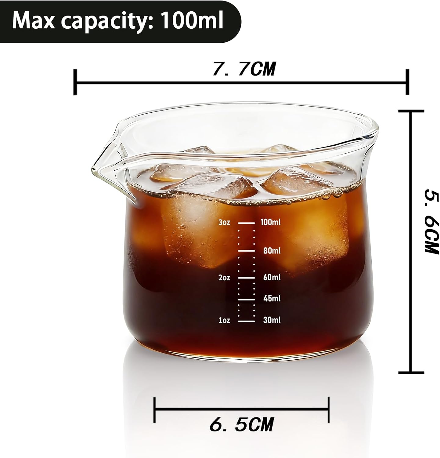BCnmviku 3OZ Espresso Cup 100ML Shot Glass Measuring Cup, Small Clear Graduated Beaker with Precise Markings,Heat-Resistant Borosilicate Glass for Kitchen Baking, Lab Experiments