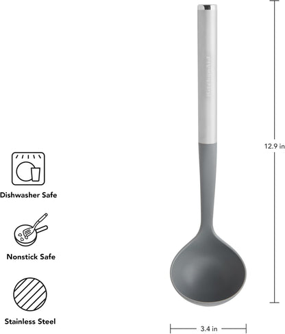 KitchenAid Spoon Spatula with Curved Edges and Stainless Steel Handle, Nonstick Safe, Durable, Dishwasher Safe