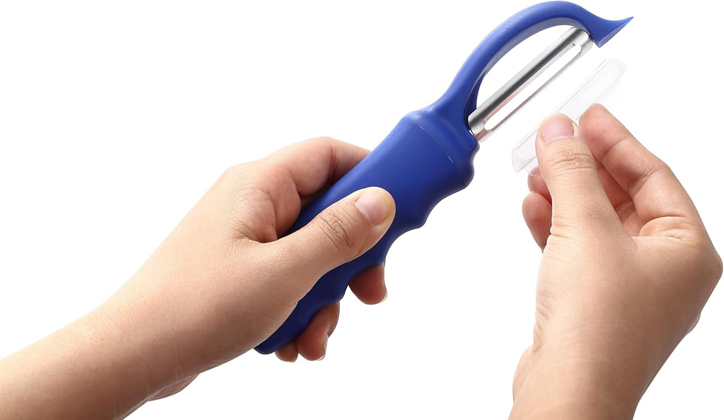 Spring Chef Premium Swivel Vegetable Peeler, Soft Grip Handle and Ultra Sharp Stainless Steel Blades - Perfect Kitchen Peeler For Veggie, Fruit, Potato, Carrot, Apple - Pink Lemonade