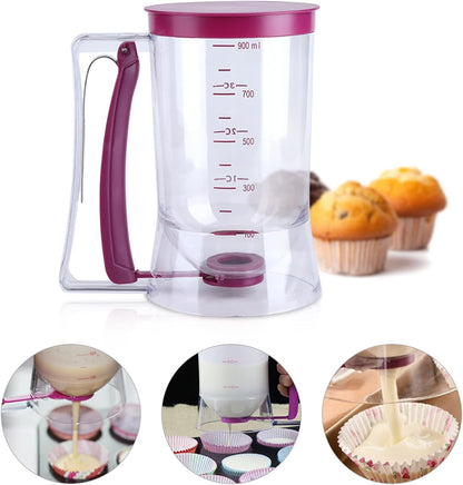 Pancake Batter Dispenser, Cupcake Batter Dispenser Biscuit Separator with Measuring Label Kitchen Baking Tool for Cupcakes, Waffles, Muffin Mix, Cake or Any Baked Goods