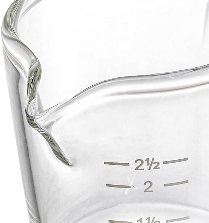 Hacaroa 4 Pack Double Spouts Measuring Cups Espresso Shot Glass with Handle, 2.5 Oz Mini Milk Triple Pitcher Barista Clear Graduated Cups for Coffee, Wine, Bar, Party