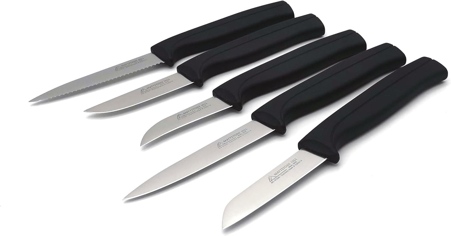 Tomato Knife - MATTSTONE HILL 5 Inch Serrated Kitchen Utility Knife, Serrated Cheese Tools, German X50CrMoV Steel, Red Handle