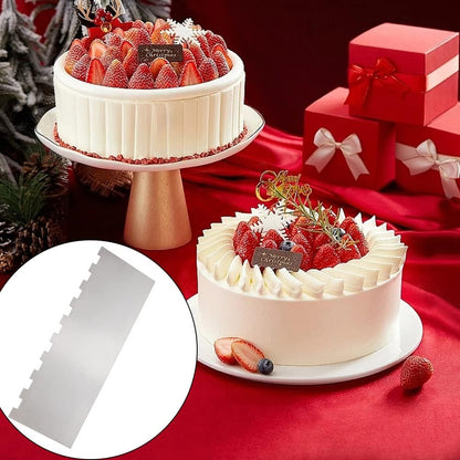 8.6 Inch Stainless Steel Cake Scraper Metal Scraper for Cake Smoother Leveler Scraper Cake Decorating Comb Cake Cutter for Mousse Butter Cream