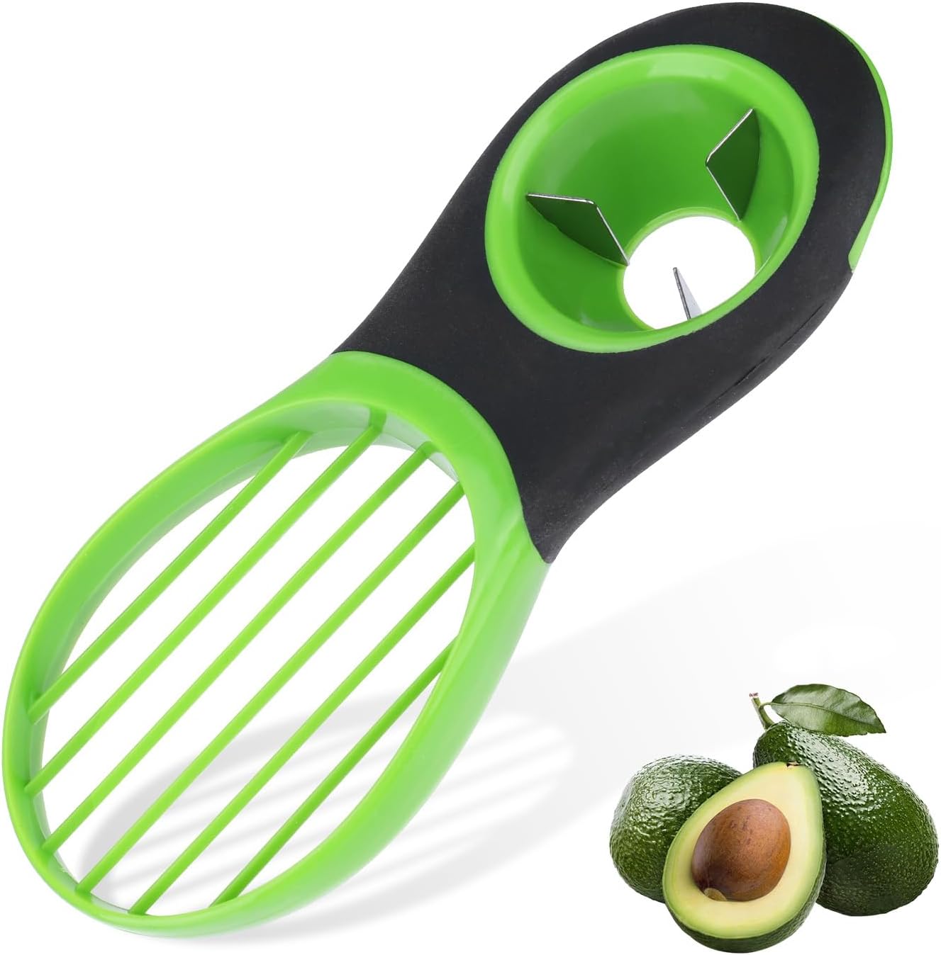 Good Grips 3-in-1 Avocado Slicer, Stainless Steel Blade, Manual Kitchen Tool, Dishwasher Safe Green