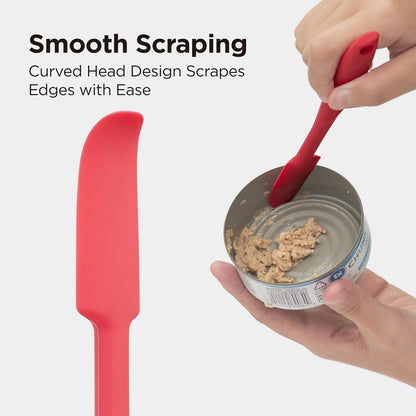 Kitchen Mama WaltzGrip Platinum Silicone Jar and Can Spatula Set: Heat-Resistant, Dishwasher Safe, Ergonomic Grip, Perfect for Mixing and Scraping, Nonstick Cookware (Red)