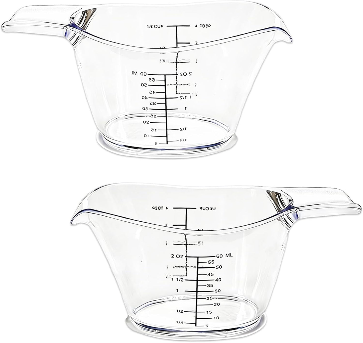 2 Pack Small Measuring Cups, 2 Oz Mini Measuring Cup With Tsp/Tbsp/Oz/Ml Markings Clear Easy-Read Scale For Kitchen Resin DIY Beauty Mixing