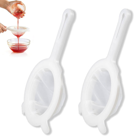 2 Pack 120 Micron Fine Mesh Strainer, Nylon and Plastic Fine Mesh Sieve for Coffee Tea Juice Broth - Reusable Easy Clean, Dishwasher Safe, Small Kitchen Strainers Set