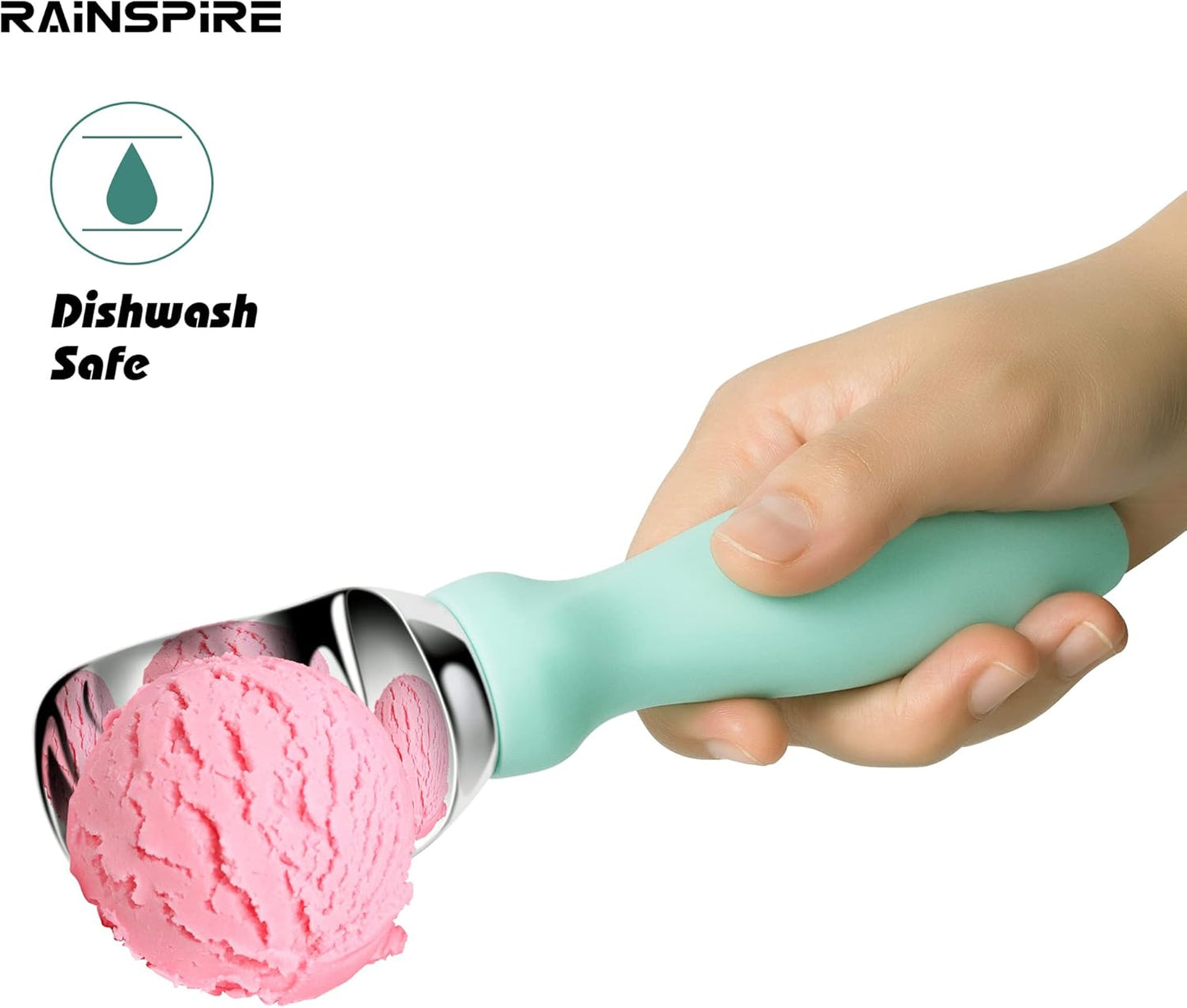 Rainspire Ice Cream Scoop Stainless Steel with Comfortable Handle, Ice Cream Scooper Heavy Duty, Ice Cream Spade Great for Spooning Frozen Hard Gelato and Sorbet, Cookie Dough, Melon, Purple