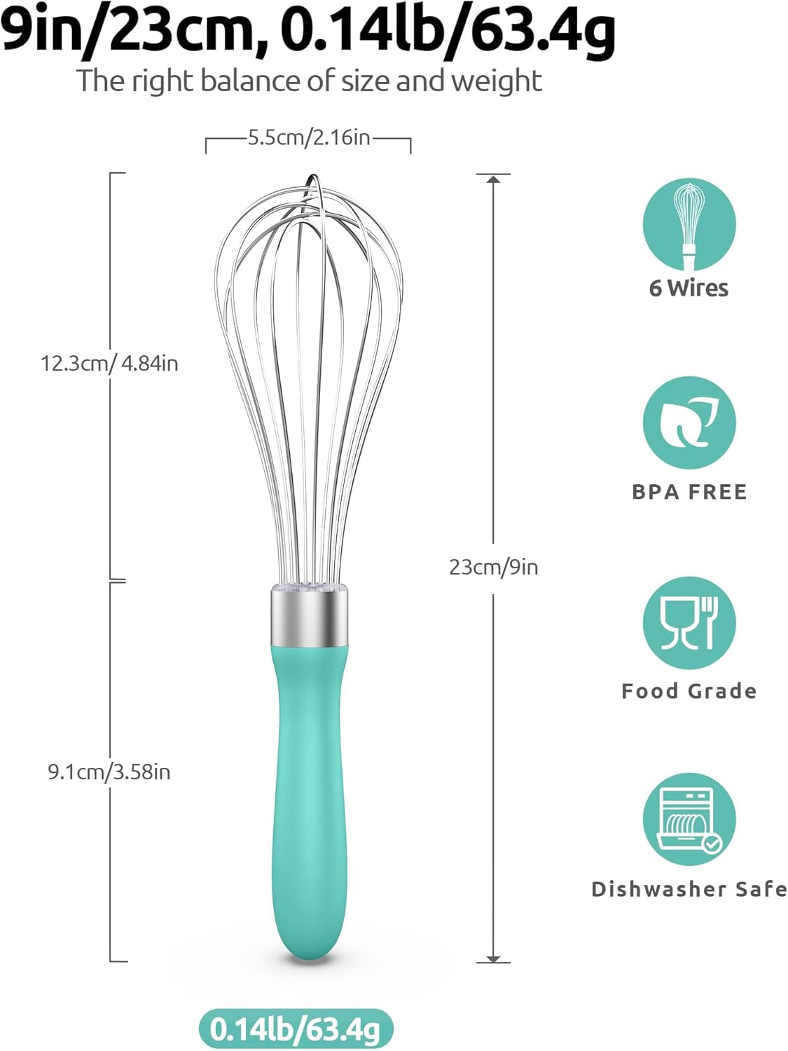 U-Taste 7" Mini Whisk for Cooking: 18/8 Stainless Steel Small Metal Kitchen Wisk, Tiny Hand Mixing Tool for Coffee, Egg, Sauce, 6-Wires Compact Head for Baking, Beating in Bowl, Mug, Jar (Set of 2)