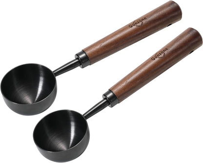Vintage Coffee Measuring Spoon - 304 Stainless Steel, Coffee Scoop，10g Capacity, Walnut Handle - Perfect for Coffee, Tea, and More (Rose Gold)