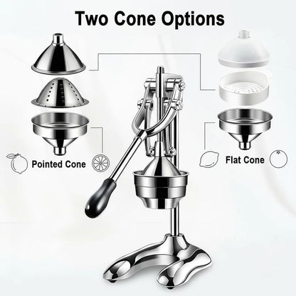 Manual Juicer Hand Press - Heavy Duty Stainless Steel Citrus Juicer Squeezer, Commercial Cold Press for Lemon, Orange, Pomegranate, Professional Metal Fruit Juicer, Easy to Clean