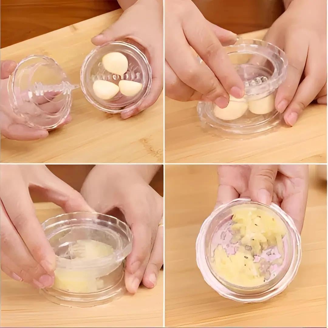 Transparent Manual Garlic Twist, Multi-Functional Mincer & Grinder for Garlic, Onion, Ginger, Herbs, Nuts, Impact Resistant Kitchen Gadget & Home Accessory