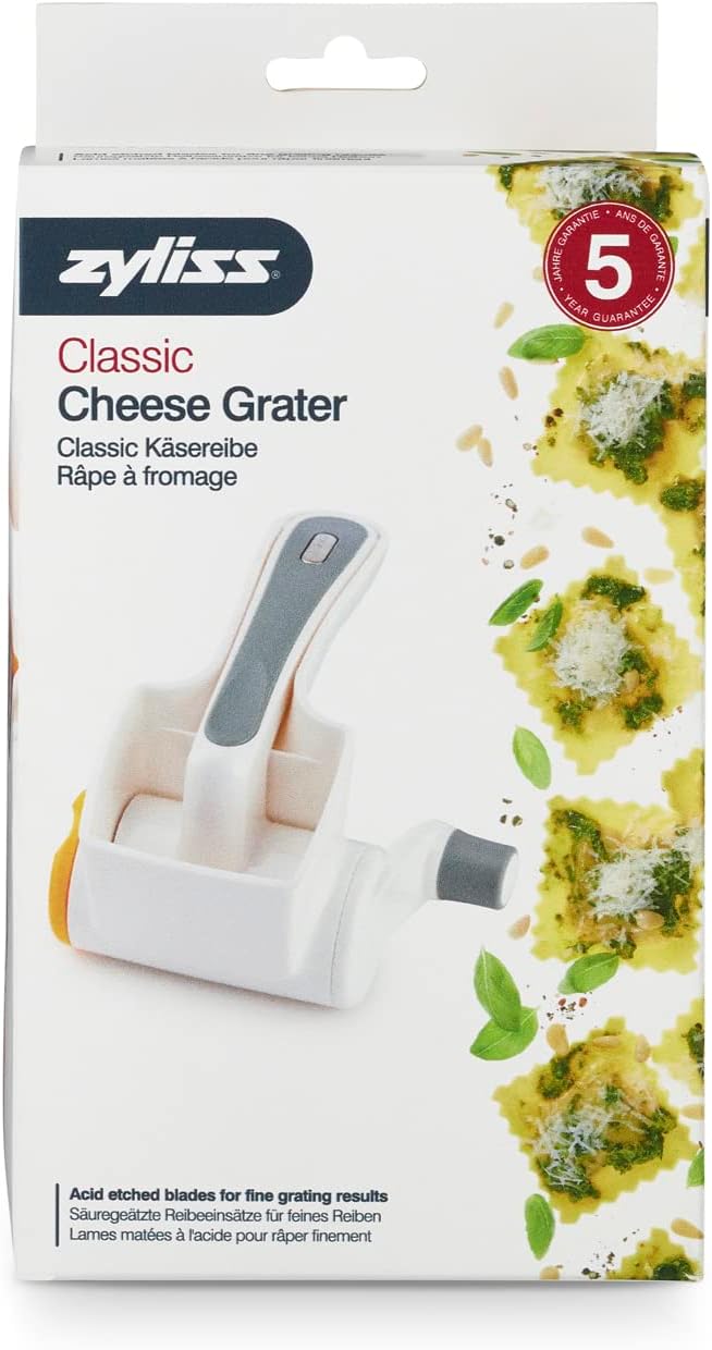 Zyliss All Cheese Acid Etched Rotary Grater with Fine and Coarse Drums, 1-Pack, White