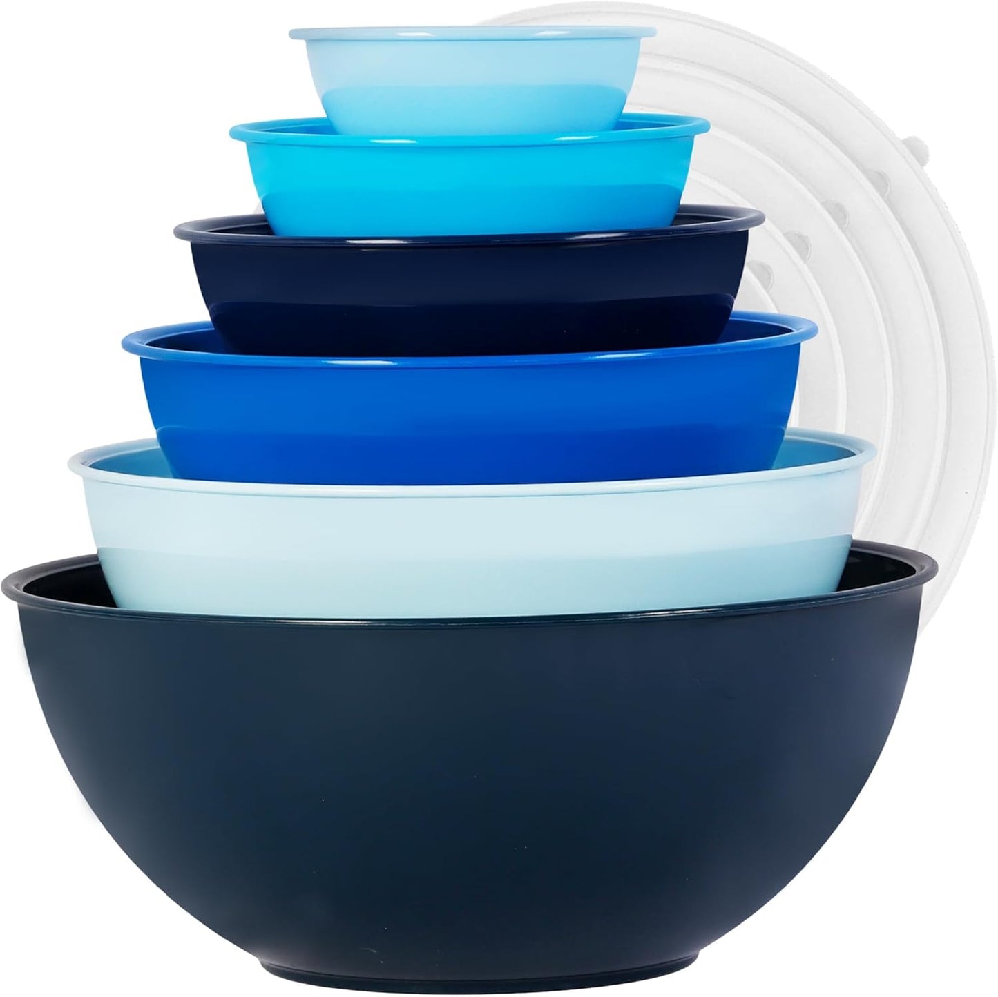 BoxedHome BPA Free Plastic Round Mixing Bowl with Lids, 12 Pack Nesting Bowls with Lids Set, Microwave and Dishwasher Safe Prep & Serving Bowls Great for Mixing, Baking, Serving (Pink, 12pcs)