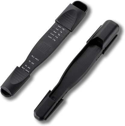M&c Dual Sided Adjustable Measuring Spoon - Metering Spoon with Leveler in Gram & ML- For Dry or Liquid Ingredients, Baking, Cooking, Powder, Spices - Black 1pc