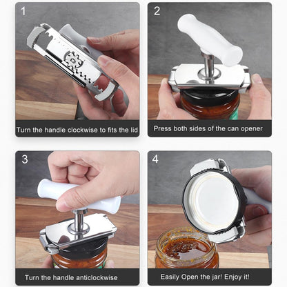 Jar Opener Stainless Steel Adjustable Tool for 1-4 inches Bottle Can Lids, Fit Seniors, Arthritis, Women, Chilren, Weak Hands