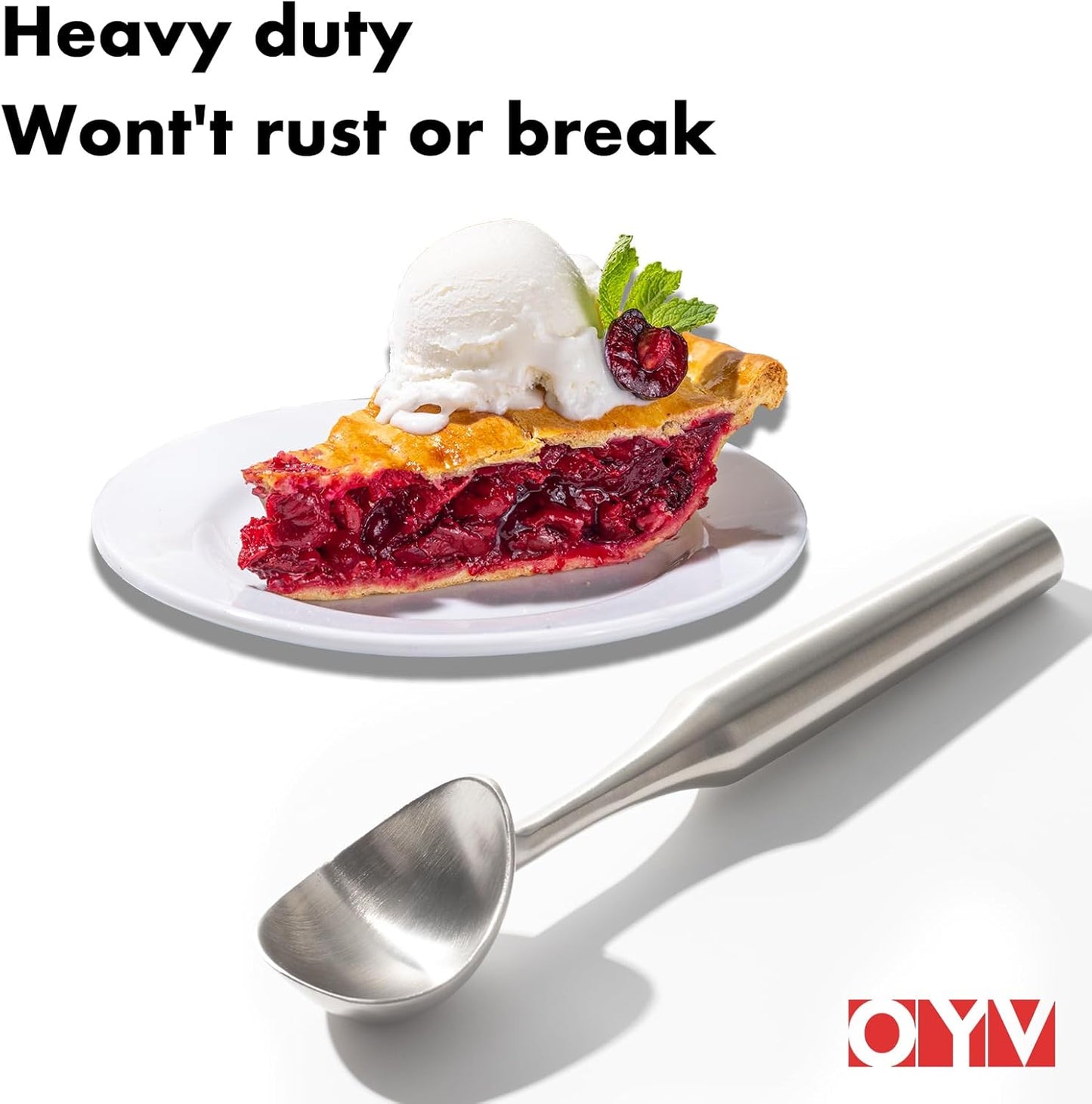 OYV Stainless Steel Ice Cream Scoop, Ergonomically Designed Handle for Comfort, Heavy Duty Ice Cream Scooper, One-Piece Design Ice Cream Scoops, Dishwasher Safe