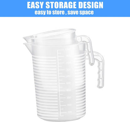 2 Pack Measuring Cup Set, Includes 500Ml and 1000Ml Plastic Liquid Measuring Cups- Baking, Cooking, Mixing & Measuring Cups, Microwave and Dishwasher Safe Essential Kitchen Tools