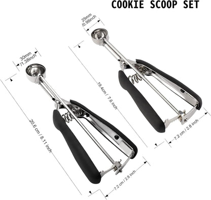 Cookie Scoop Set 1 Tablespoon, Size #60 Cookie Dough Scooper for Baking, 15 ml/0.5 oz Ice Cream Scoop, Acrylic Scoop, Comfortable Grip