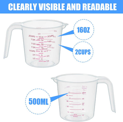 DTDNZKN 3 Pack Measuring Cup Set, Includes 250Ml (1-Cup), 500Ml (2-Cup) and 1000Ml (4-Cup) Plastic Liquid Measuring Cups- Baking, Cooking, Mixing & Measuring Cups, Essential Kitchen Tools