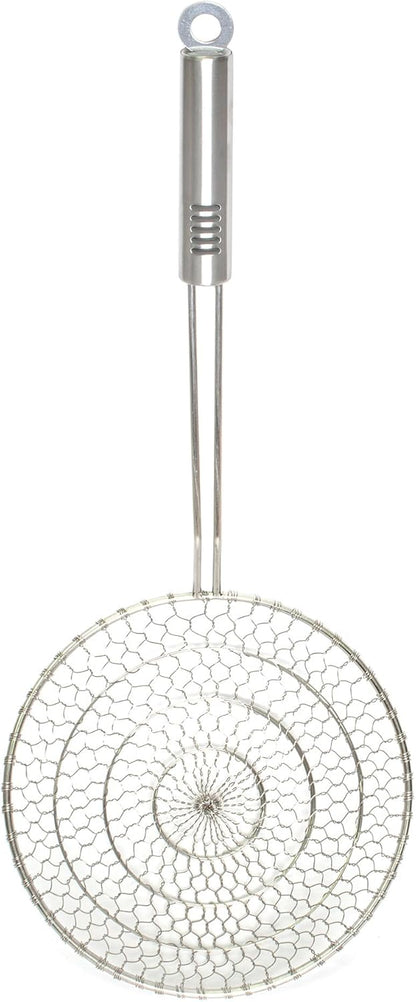 Helen's Asian Kitchen Spider Strainer, 5-Inch Stainless Steel Mesh Basket With Bamboo Handle, For Noodles, Dumplings, Wontons, Deep Frying, And Draining Tasks