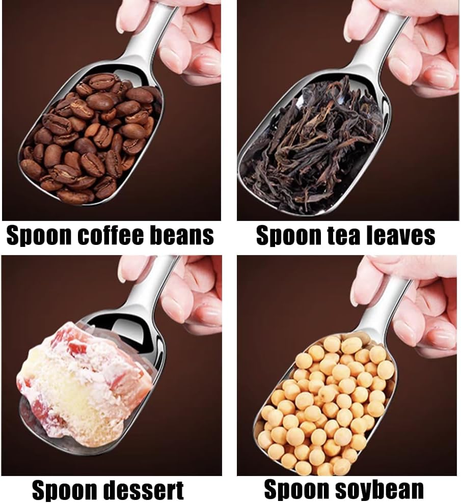 Ouliget Stainless Steel Coffee Scoop, Ground Coffee Measure Scoop Set,Bean Espresso Milk Powder Tea Short Handled Scoop, Suitable For Kitchen Stainless Steel Spoon,20ml,2 Pieces