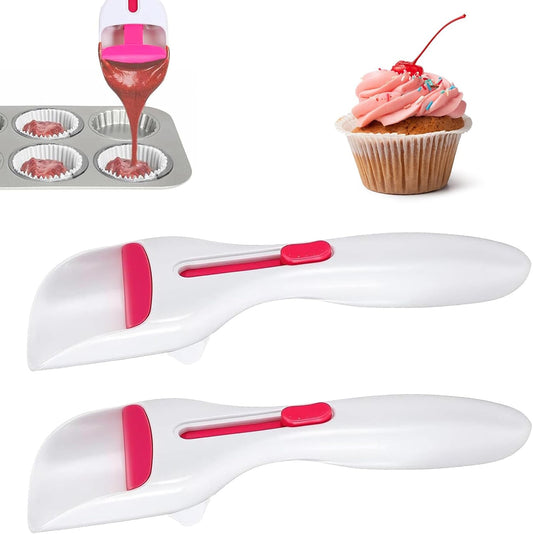 2 pcs Cupcake Scoop,Cupcake Scoop Batter Dispenser,Cupcake Batter Dispenser,One Click Sliding,Cupcake Dispenser,Cupcake Batter For Cookie Dough Pancakes - Unique Baking Supplies