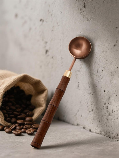 Rosewood Handle Coffee Scoops – Exquisite and Portable Stainless Steel Spoon with Long-Handled for Coffee (Silver, 5g Capacity)