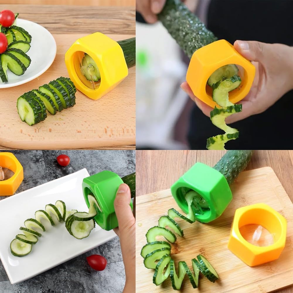2 Pack Zucchini Spiralizer Slicer Cutter Zucchini Noodle Maker Portable Small Cucumber Spiral Slicer for Zucchini Spirals Veggie Pasta Spaghetti Cucumbers Vegetable Zucchinis Veggies