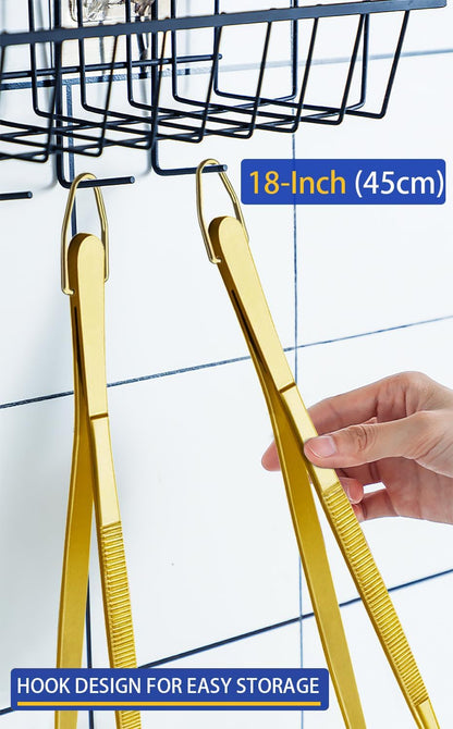 JETKONG 2 Pcs 12-Inch Kitchen Tweezers Fine Tweezer Tongs, Extra-Long Stainless Steel Cooking Tweezers (Silver)