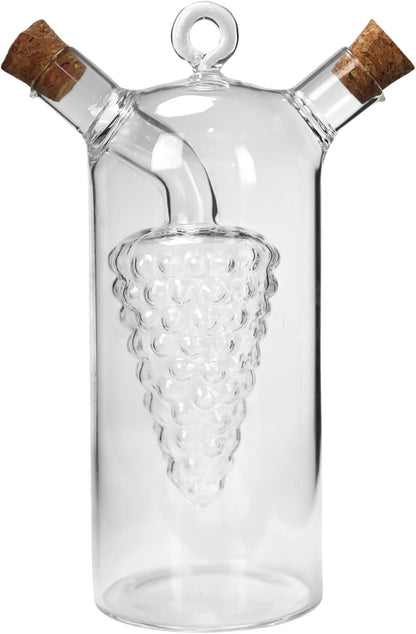Iconikal 2-in-1 Glass Oil & Vinegar Salad Dressing Cruet Bottle Pourer
