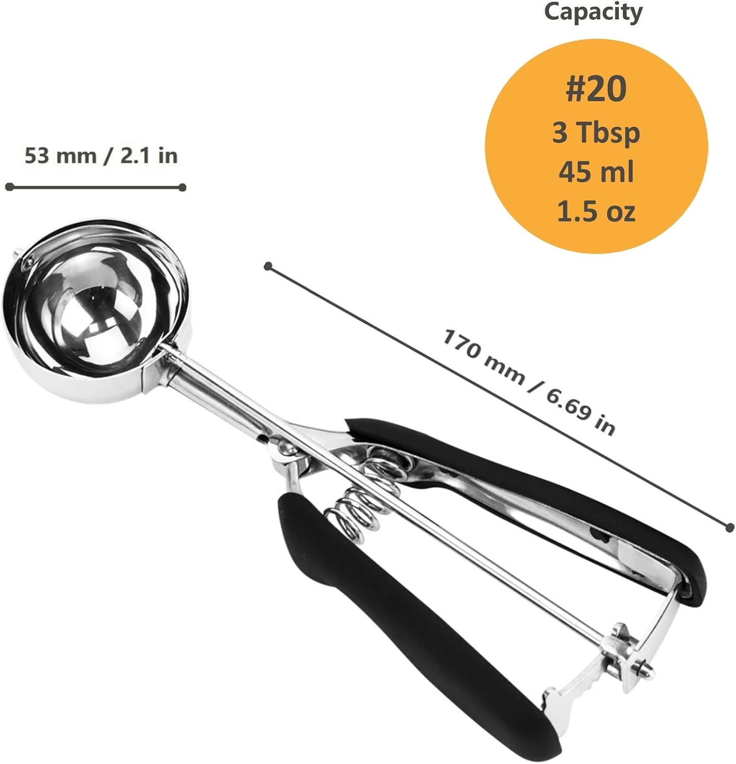 Cookie Scoop, Ice Cream Scoop, 1Tbsp/15 ml/0.5oz Cookie Scoops for Baking, 18/8 Stainless Steel Cookie Scooper for Baking, Ice Cream Scooper with Trigger Release, Cookie Dough Scoop with Non-slip Grip