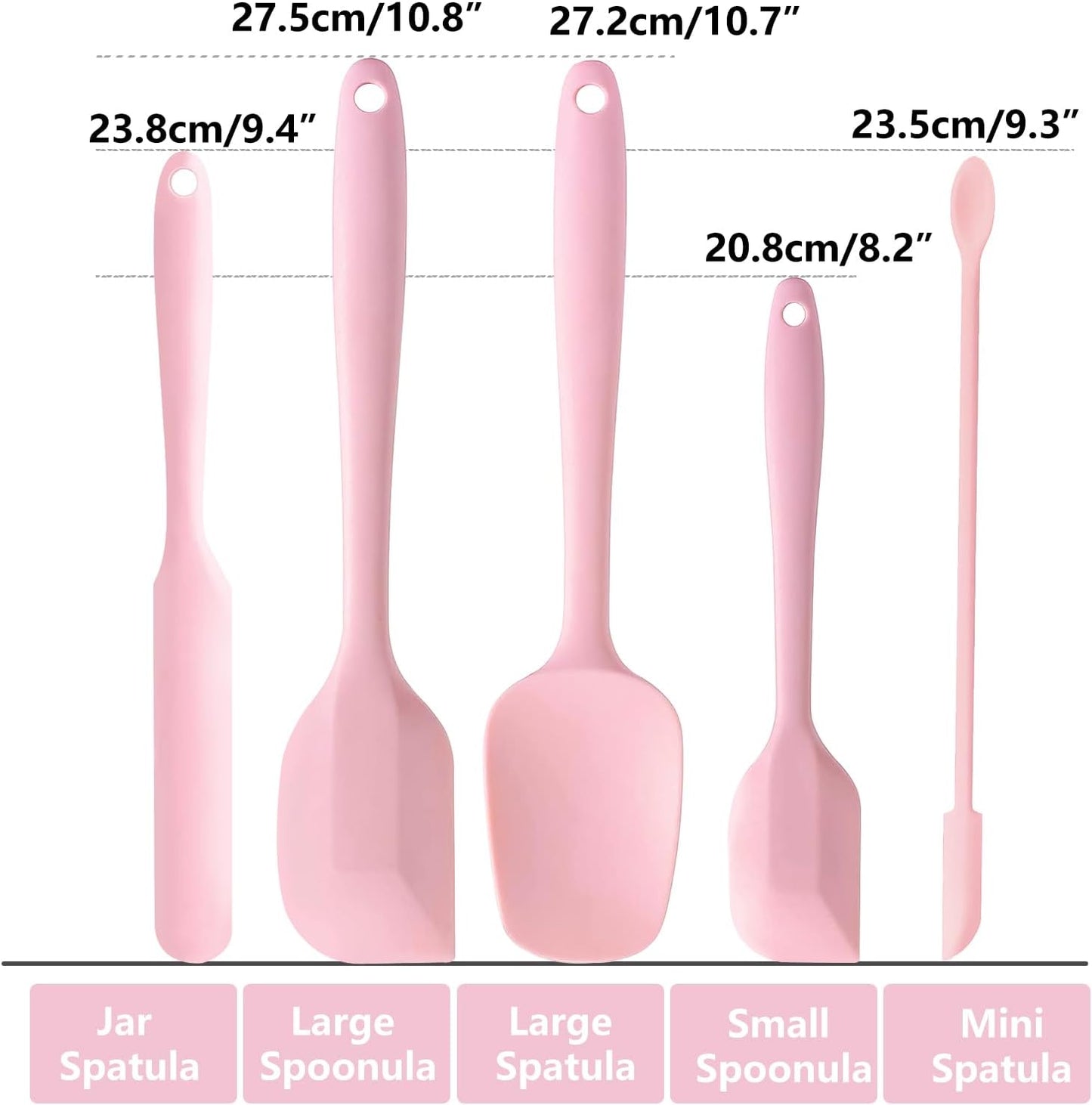5 Piece Pink Silicone Spatula Set, Heat Resistant Rubber Spatulas Set, Silicone Kitchen Utensils Set Dishwasher Safe for Nonstick Cookware Baking Cooking