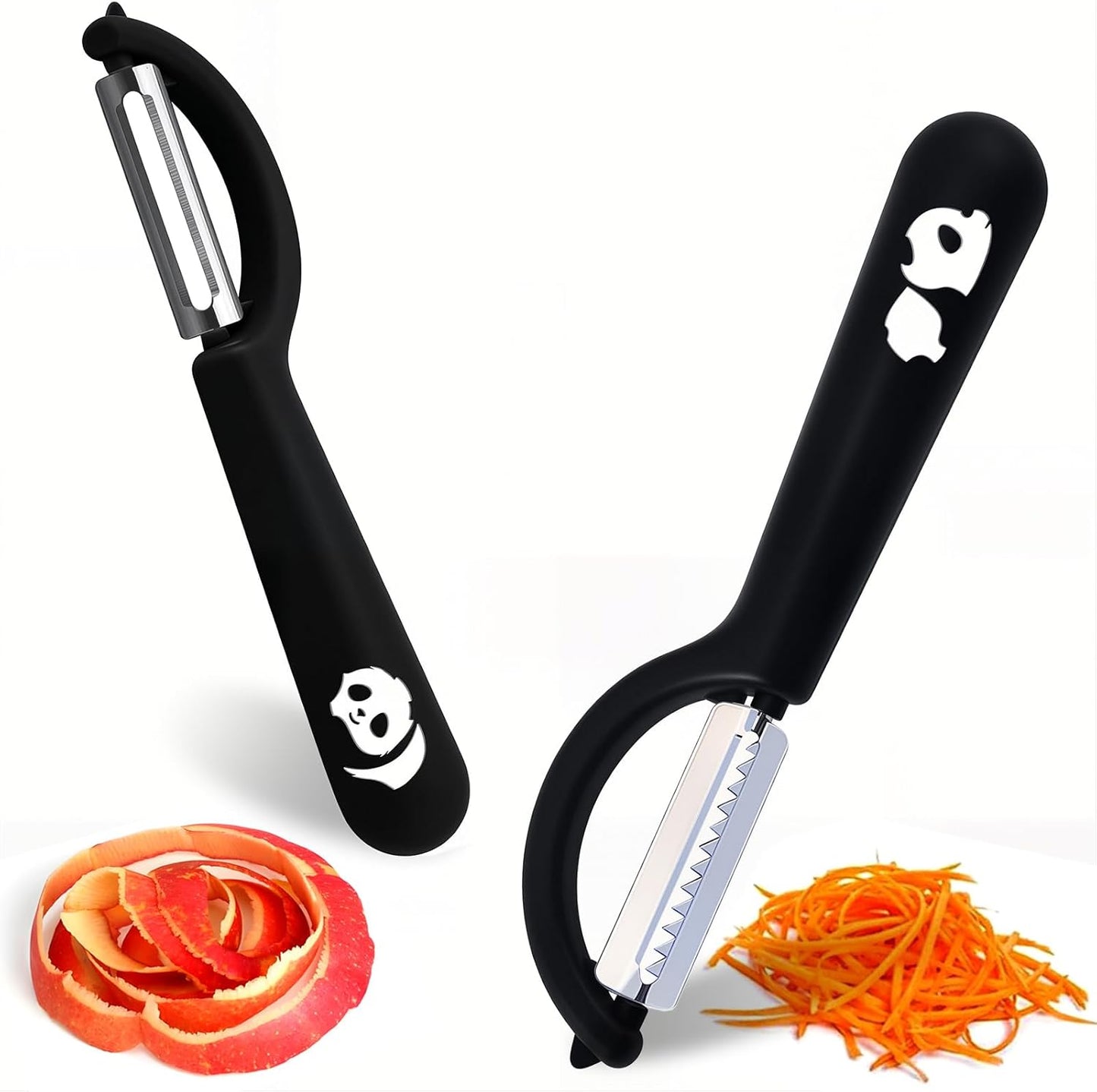 2-Pack Peeler Set - Swivel and Julienne For Veggie,Fruit, Potato,Carrot,Apple,Ultra Sharp Stainless Steel Blades,Integrated modern minimalist handle