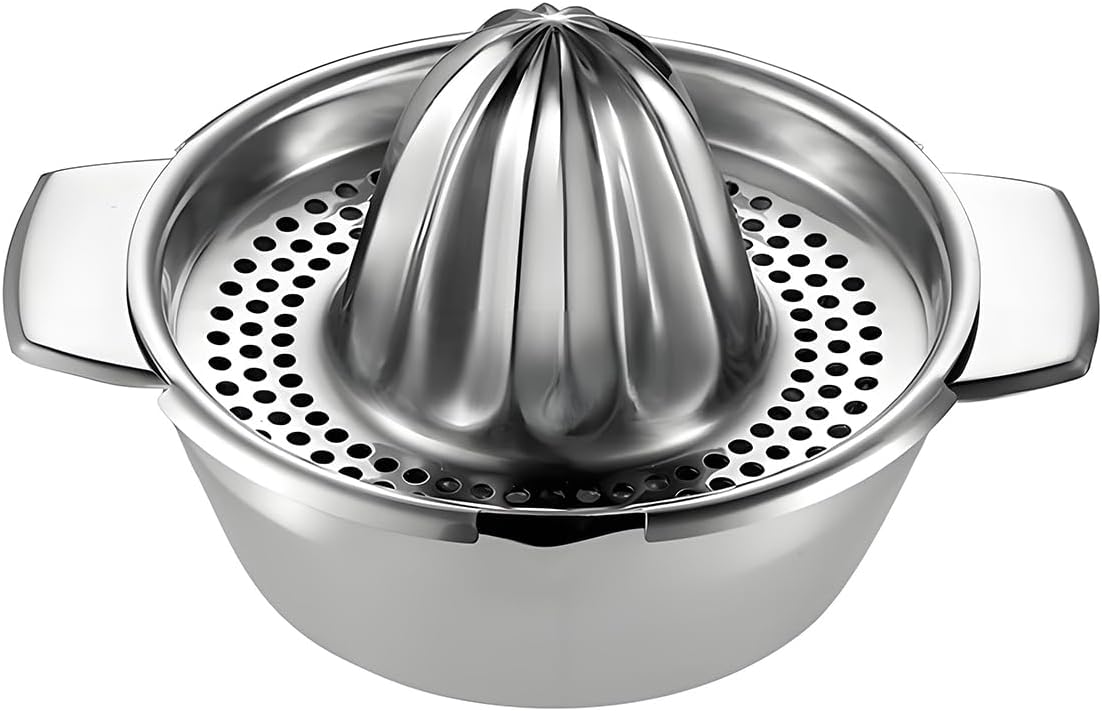 Lemon Orange Squeezer, Manual Juicer Stainless Steel Citrus Juicer Hand Press Lemon Squeezer with Bowl Juicer Strainer