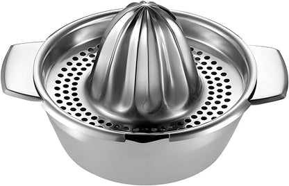 Lemon Orange Squeezer, Manual Juicer Stainless Steel Citrus Juicer Hand Press Lemon Squeezer with Bowl Juicer Strainer