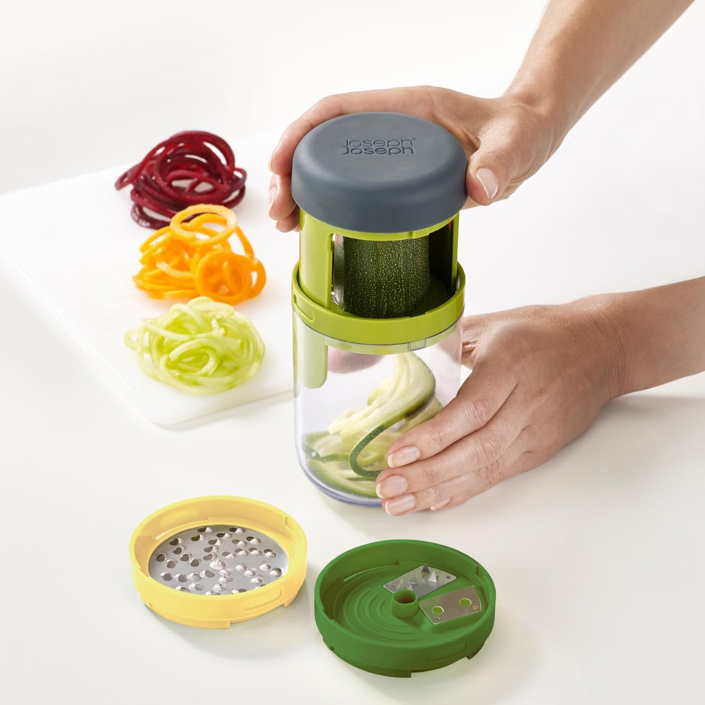 Joseph Joseph Spiro Hand Held Vegetable Slicer Spiralizer, Spaghetti Zoodle Zucchini Noodle Food Maker, Dishwasher safe - Green