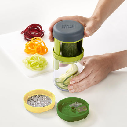 Joseph Joseph Spiro Hand Held Vegetable Slicer Spiralizer, Spaghetti Zoodle Zucchini Noodle Food Maker, Dishwasher safe - Green