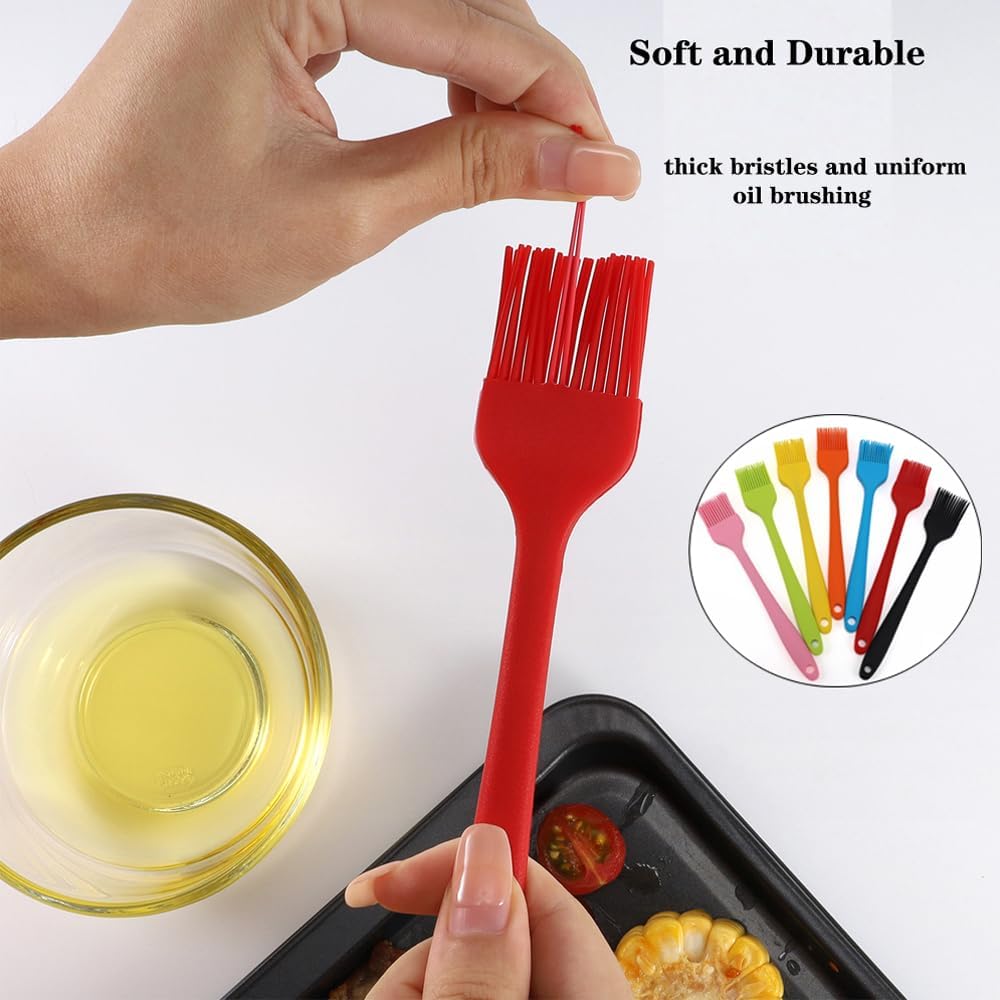 Silicone Basting Pastry Brushes Set, 2 Pcs Heat Resistant Kitchen Cooking Baking Brush for Oil Butter Sauce BBQ Grill, BPA Free, Dishwasher Safe, 8&10 inch