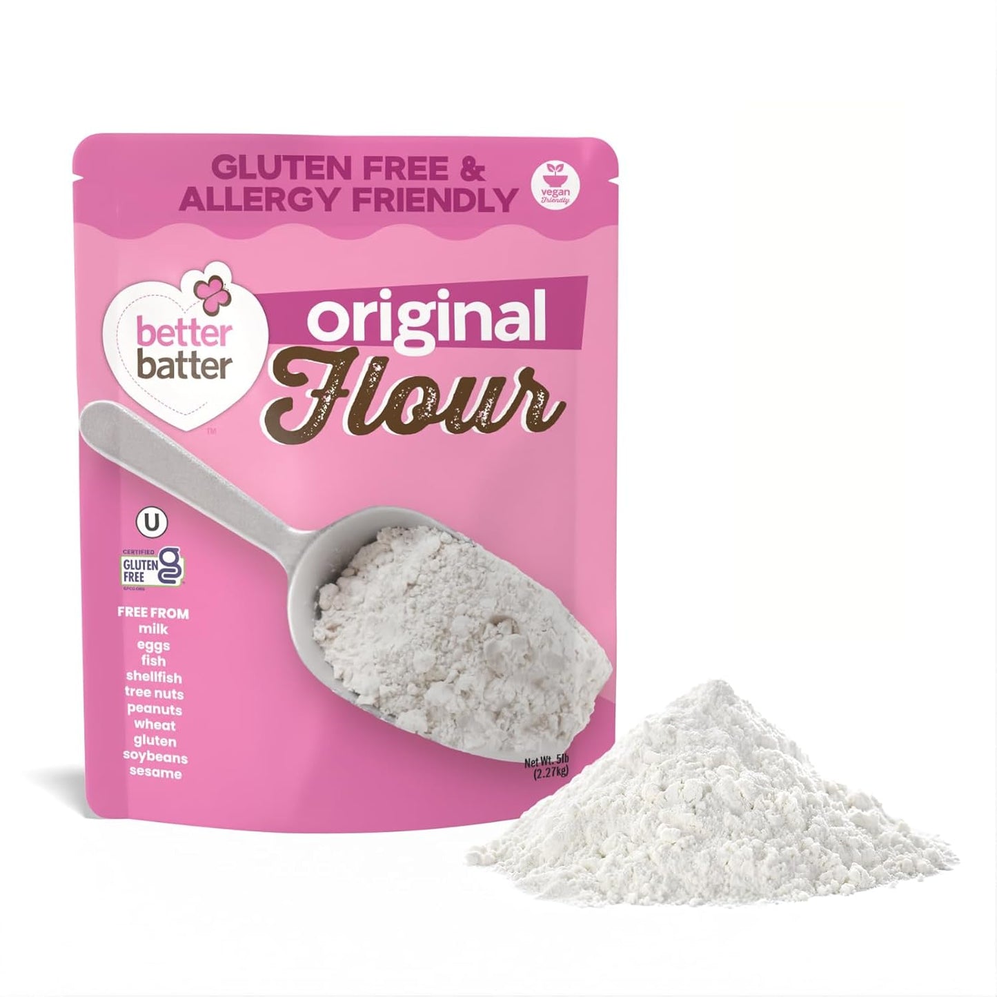 Better Batter Original Blend Multipurpose Gluten Free Flour 2.5lb – Certified GFCO, Vegan, Kosher, Non-GMO – Top 9 Allergen Free, Award Winning Cup-for-Cup Baking Alternative to Regular Wheat Flour