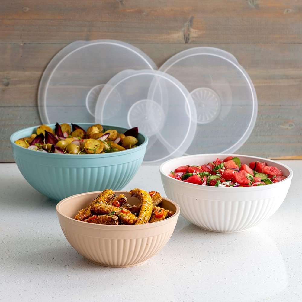 Nordic Ware Prep and Serve Mixing Bowls Set, 3-Piece, Earth-Tones