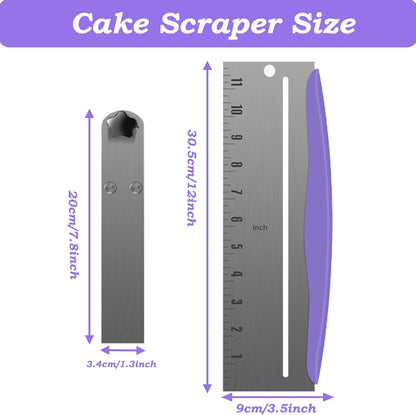 HAKUNA 12 Inch Stainless Steel Cake Scraper,Cake Scraper Smoother,Adjustable Kitchen Frosting Spatula Cake Leveler Tool,Cake Bench Scraper for Mousse,Cheese,Cream Cake Decorating Tools
