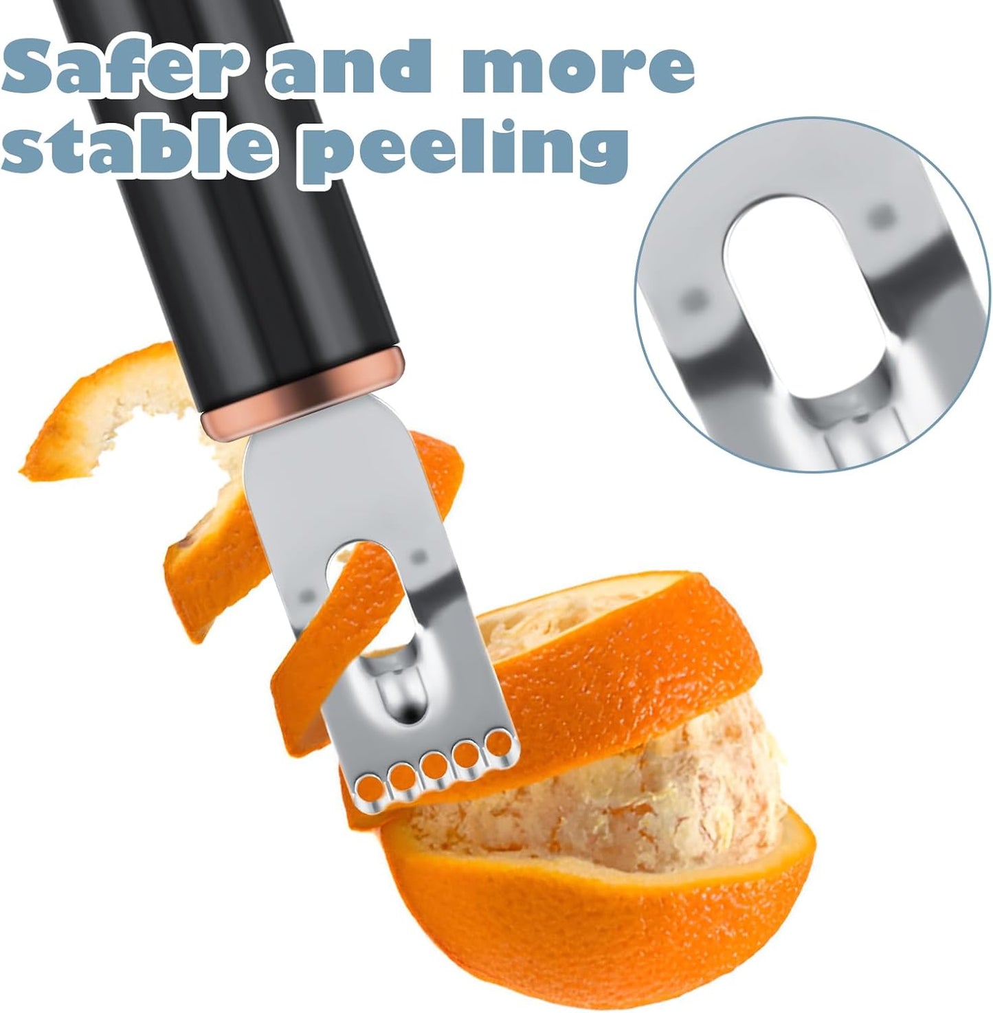 2Pcs Channel Knife, 2 in 1 Lemon Zester Tool, Ultra Sharp Twist Peeler for Cocktail Garnish, Stainless Steel Citrus Peeler for Orange Fruit Rind Peel, Home Kitchen Bar Tools